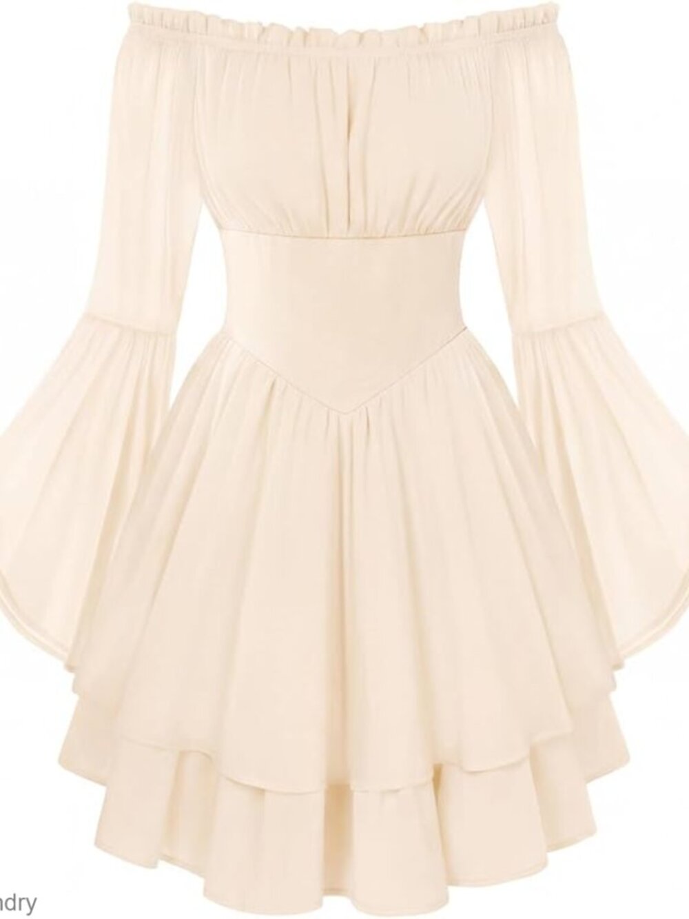 Off Shoulder Corset Dress with Bell Sleeves and Pockets, Mini Length - Picture 1 of 7